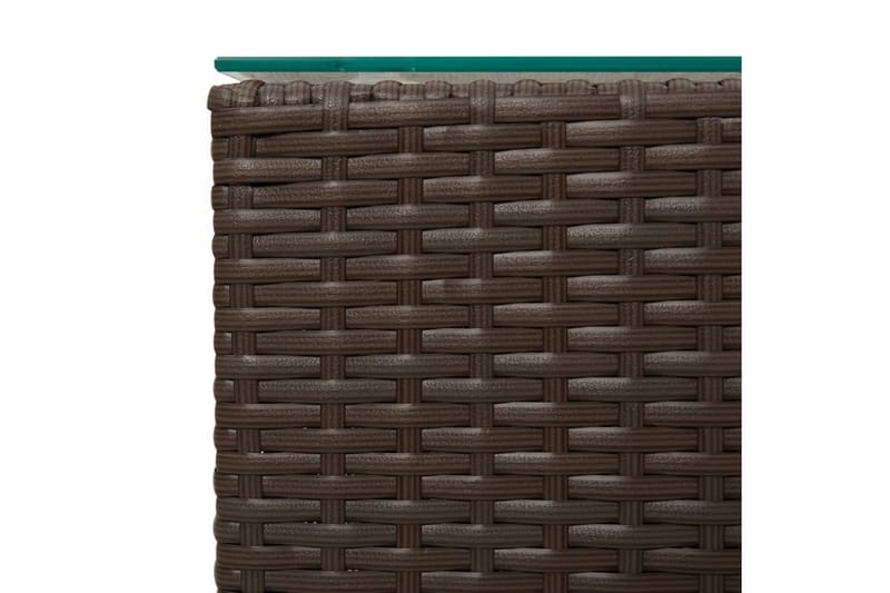 Sidebord med glass topp brun 3 stk polyrotting - Brun - Møbler - Bord - Avlastningsbord - Lampebord & sidebord