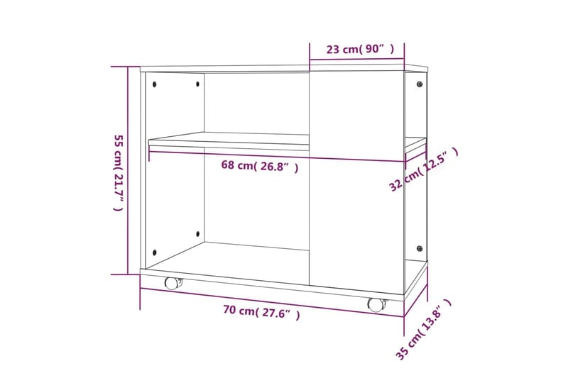 Sidebord røkt eik 70x35x55 cm konstruert tre - Brun - Møbler - Bord - Avlastningsbord - Lampebord & sidebord