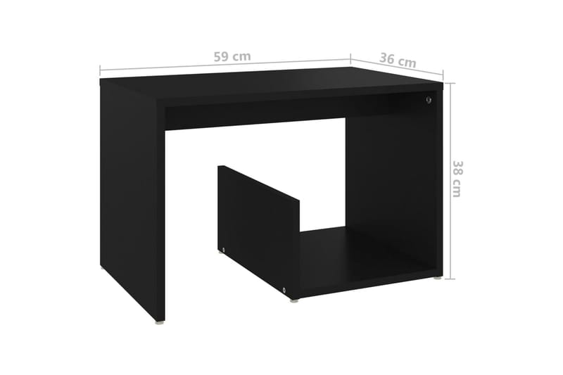 Sidebord svart 59x36x38 cm sponplate - Svart - Lampebord & sidebord - Brettbord og småbord