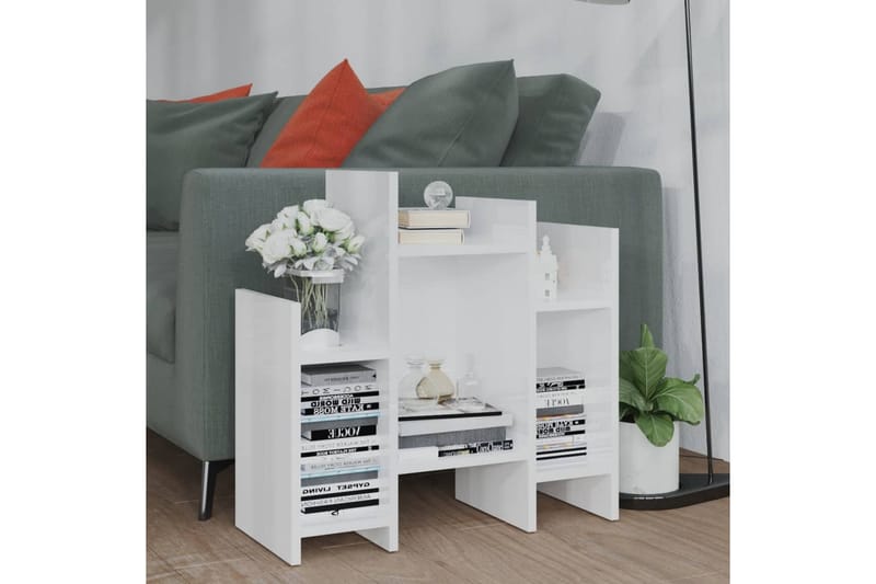Sideskap høyglans hvit 60x26x60 cm sponplate - Hvit - Lampebord & sidebord - Brettbord og småbord