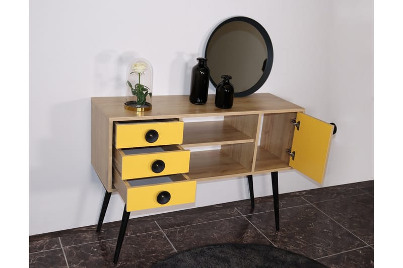 Sidobord Guld|Ek|Gul - Møbler - Bord - Avlastningsbord - Lampebord & sidebord