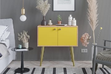 Sidobord Guld|Ek|Gul - Møbler - Bord - Avlastningsbord - Lampebord & sidebord