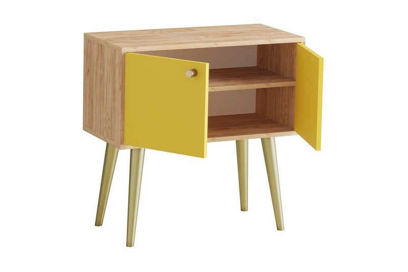 Sidobord Guld|Ek|Gul - Møbler - Bord - Avlastningsbord - Lampebord & sidebord