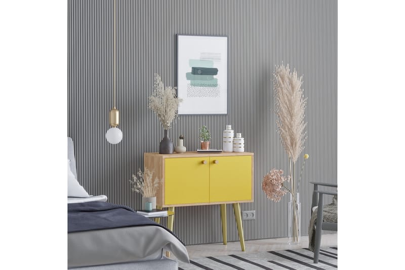Sidobord Guld|Ek|Gul - Møbler - Bord - Avlastningsbord - Lampebord & sidebord