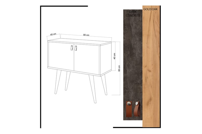 Sidobord Guld|Ek|Gul - Møbler - Bord - Avlastningsbord - Lampebord & sidebord
