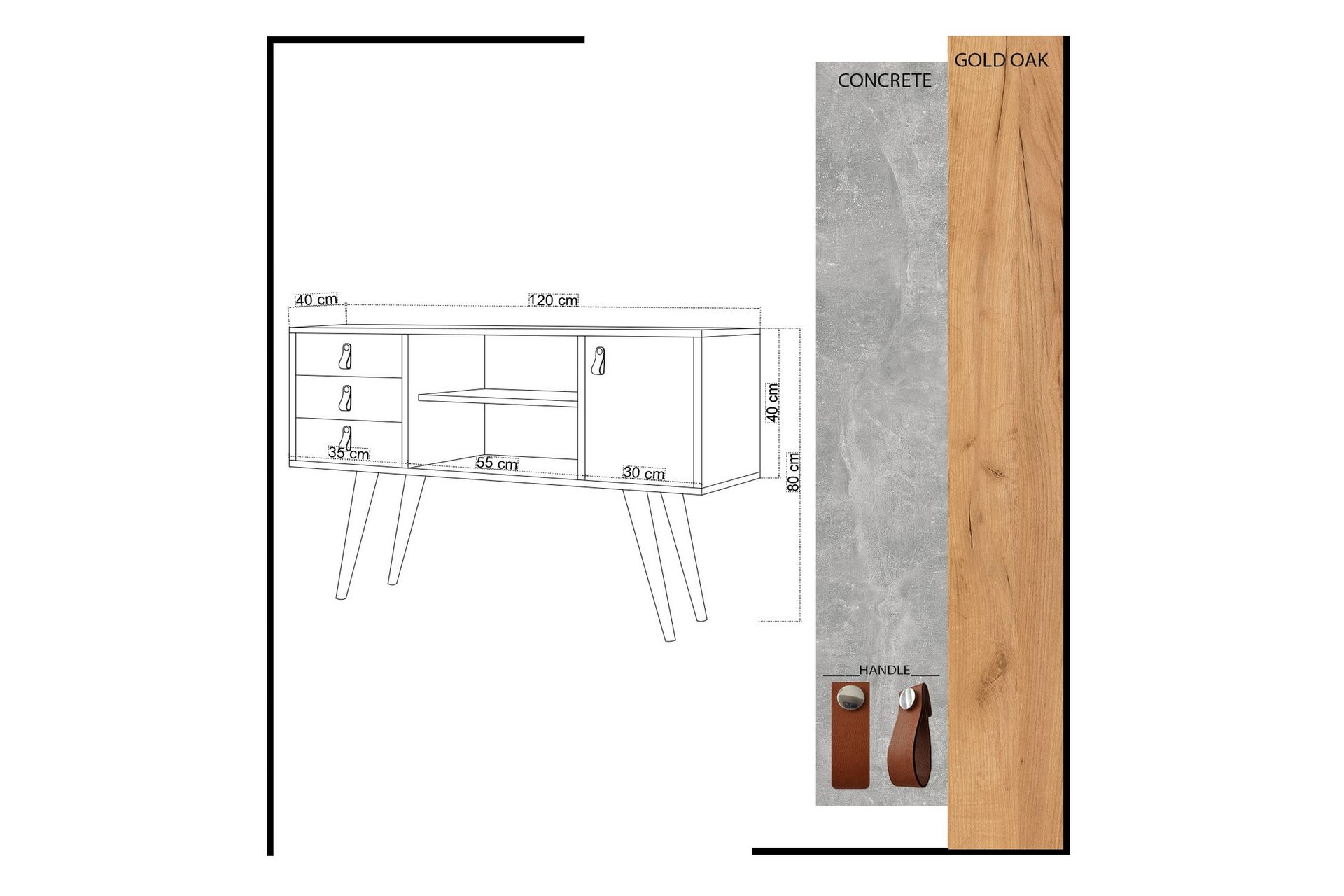 Sidobord Guld|Ek|Gul - Møbler - Bord - Avlastningsbord - Lampebord & sidebord