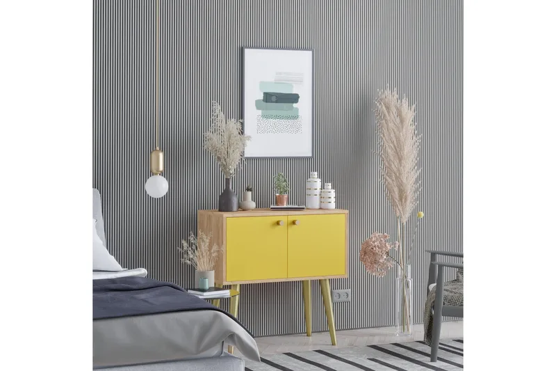 Sidobord Guld|Ek|Gul - Møbler - Bord - Avlastningsbord - Lampebord & sidebord