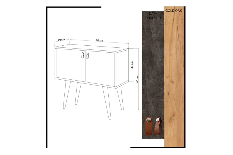 Sidobord Guld|Ek|Gul - Møbler - Bord - Avlastningsbord - Lampebord & sidebord