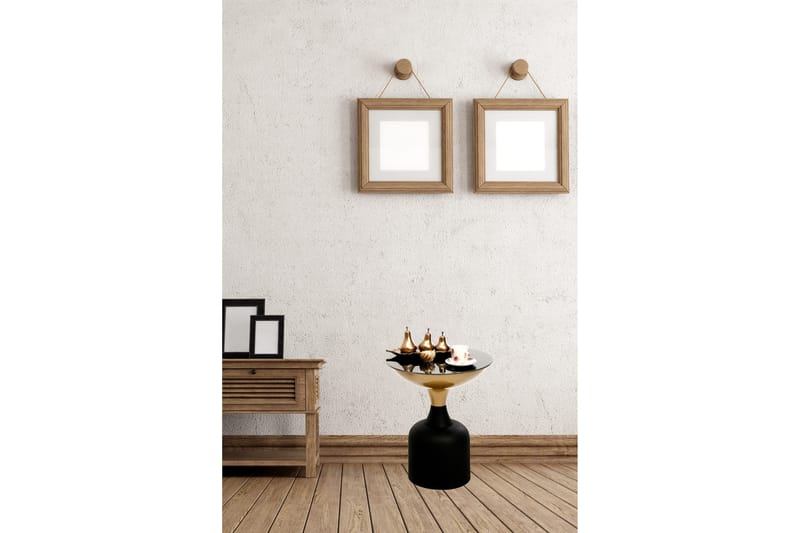 Tessandra Sidebord 42x46x42 cm Rundt - Gull/Svart - Lampebord & sidebord - Brettbord og småbord