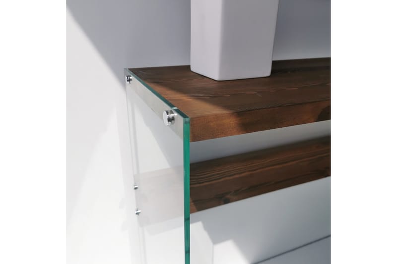 Thorold Sidebord 91 cm - Mørkebrun / herdet glass - Møbler - Bord - Avlastningsbord - Lampebord & sidebord