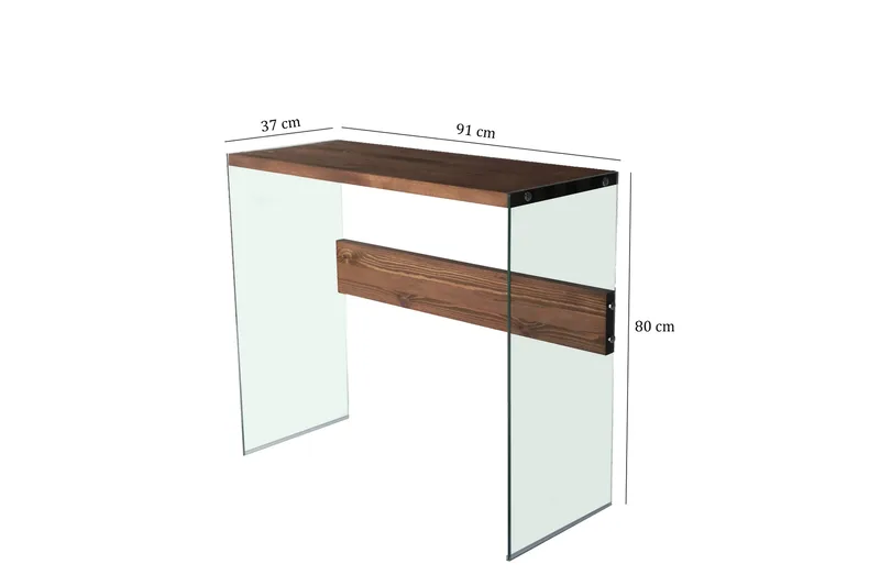 Thorold Sidebord 91 cm - Mørkebrun / herdet glass - Møbler - Bord - Avlastningsbord - Lampebord & sidebord
