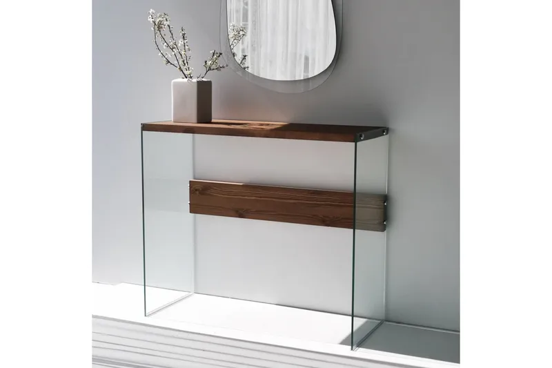Thorold Sidebord 91 cm - Mørkebrun / herdet glass - Møbler - Bord - Avlastningsbord - Lampebord & sidebord
