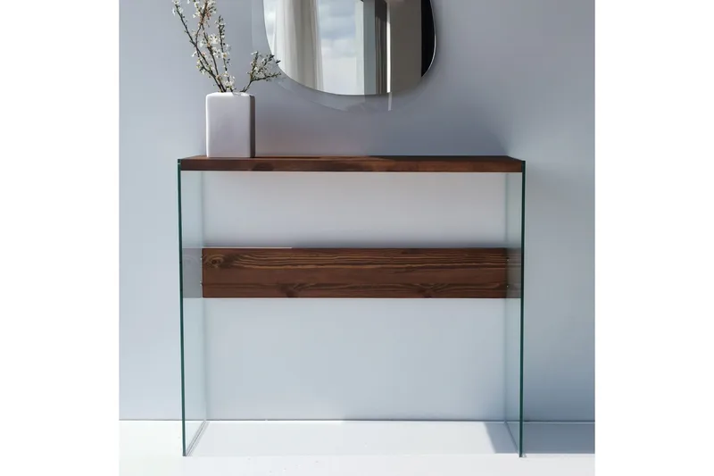 Thorold Sidebord 91 cm - Mørkebrun / herdet glass - Møbler - Bord - Avlastningsbord - Lampebord & sidebord