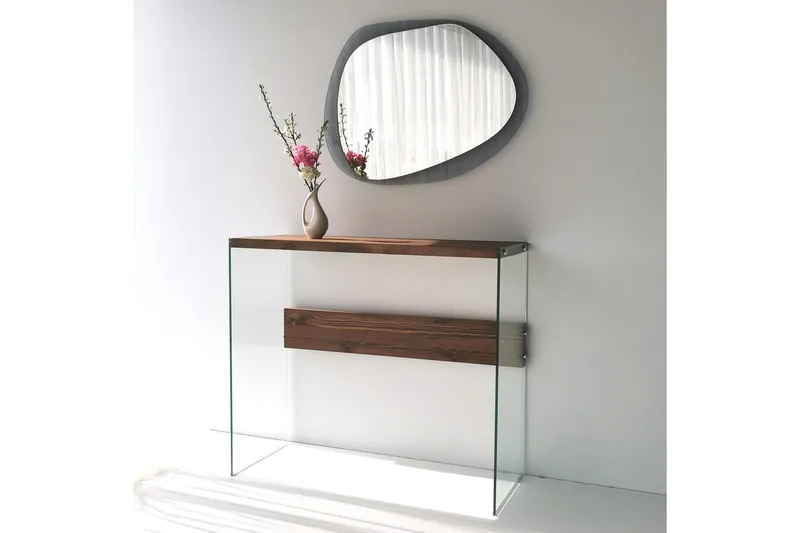 Thorold Sidebord 91 cm - Mørkebrun / herdet glass - Møbler - Bord - Avlastningsbord - Lampebord & sidebord