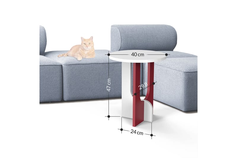 Timiza Sidebord 40x47x40 cm Rundt - Hvit - Møbler - Bord - Avlastningsbord - Lampebord & sidebord