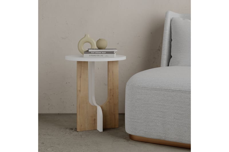 Timiza Sidebord 40x47x40 cm Rundt - Hvit - Møbler - Bord - Avlastningsbord - Lampebord & sidebord