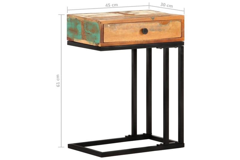 U-formet sidebord 45x30x61 cm gjenvunnet heltre - Flerfarget - Møbler - Bord - Avlastningsbord - Lampebord & sidebord