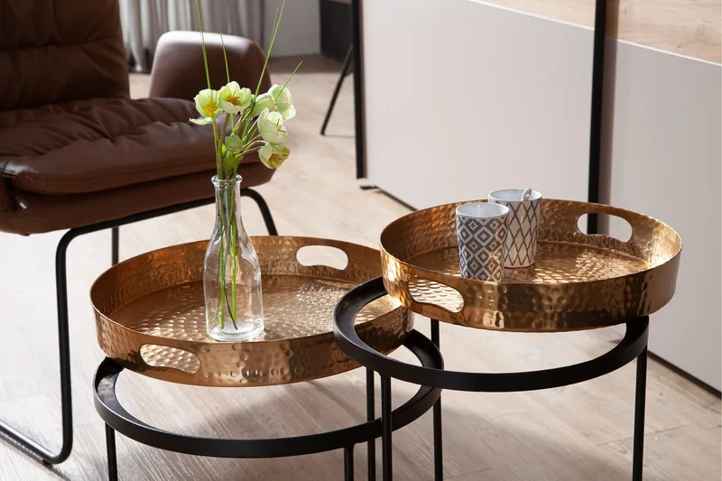 Wilhem Sidebord 33 cm Rund - Gull - Møbler - Bord - Avlastningsbord - Lampebord & sidebord