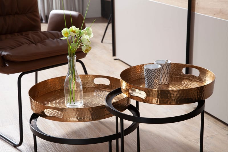 Wilhem Sidebord 33 cm Rund - Gull - Møbler - Bord - Avlastningsbord - Lampebord & sidebord