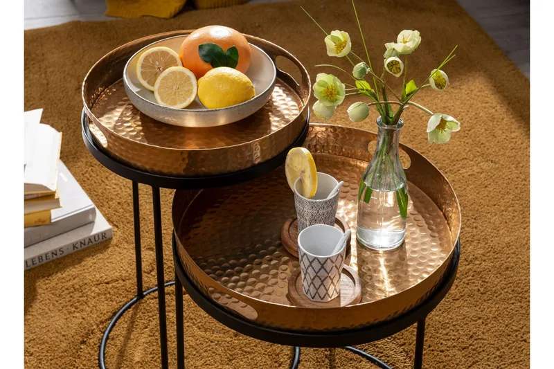 Wilhem Sidebord 33 cm Rund - Gull - Møbler - Bord - Avlastningsbord - Lampebord & sidebord