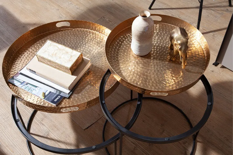 Wilhem Sidebord 33 cm Rund - Gull - Møbler - Bord - Avlastningsbord - Lampebord & sidebord