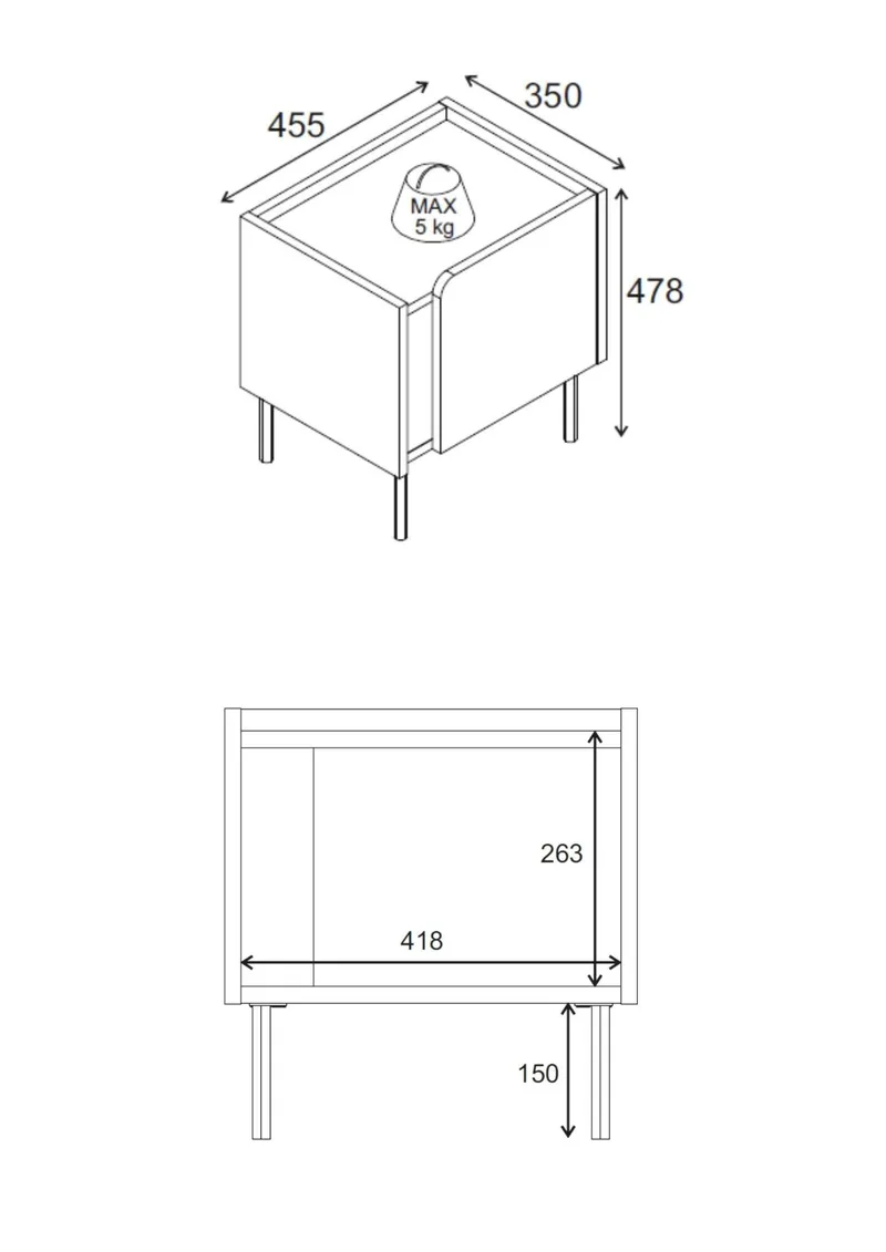 Lomar Nattbord 45,5x47,8x35 cm - Naturlig eik sandstein - Møbler - Bord - Avlastningsbord - Sengebord & nattbord