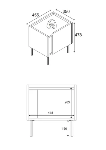 Lomar Nattbord 45,5x47,8x35 cm - Naturlig eik/Antrasitt/Svart - Møbler - Bord - Avlastningsbord - Sengebord & nattbord