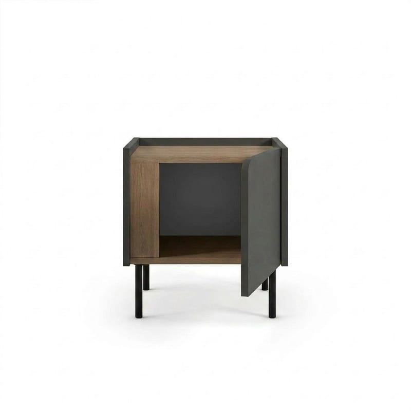 Lomar Nattbord 45,5x47,8x35 cm - Naturlig eik/Antrasitt/Svart - Møbler - Bord - Avlastningsbord - Sengebord & nattbord