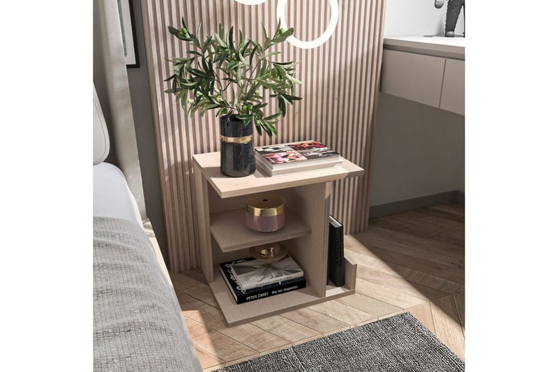 Lorik Nattbord 45 cm - Beige - Møbler - Bord - Avlastningsbord - Sengebord & nattbord