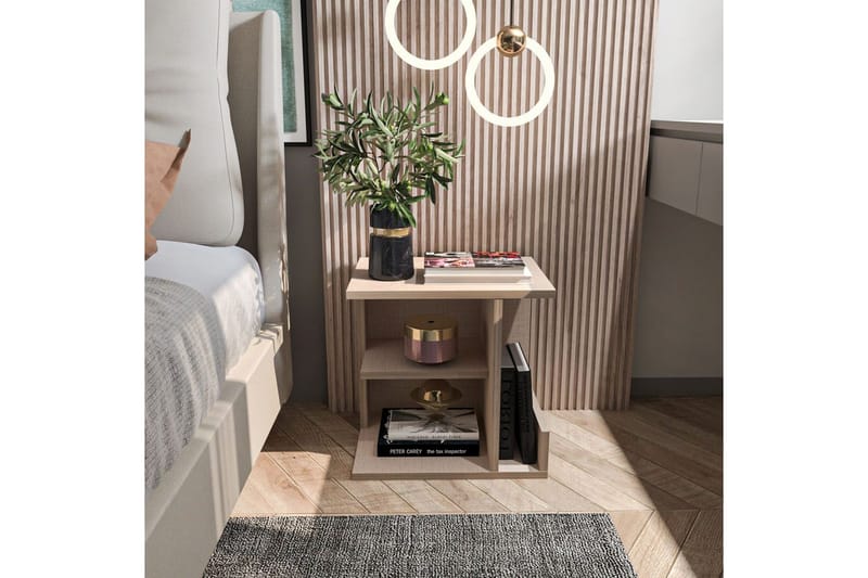Lorik Nattbord 45 cm - Beige - Møbler - Bord - Avlastningsbord - Sengebord & nattbord