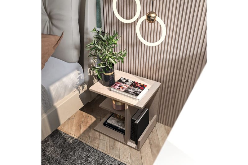 Lorik Nattbord 45 cm - Beige - Møbler - Bord - Avlastningsbord - Sengebord & nattbord