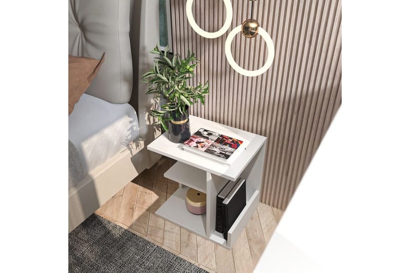 Lorik Nattbord 45 cm - Hvit - Møbler - Bord - Avlastningsbord - Sengebord & nattbord
