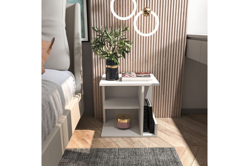 Lorik Nattbord 45 cm - Hvit - Møbler - Bord - Avlastningsbord - Sengebord & nattbord
