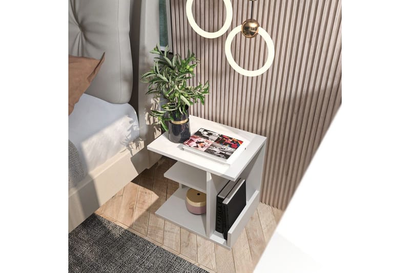 Lorik Nattbord 45 cm - Hvit - Møbler - Bord - Avlastningsbord - Sengebord & nattbord
