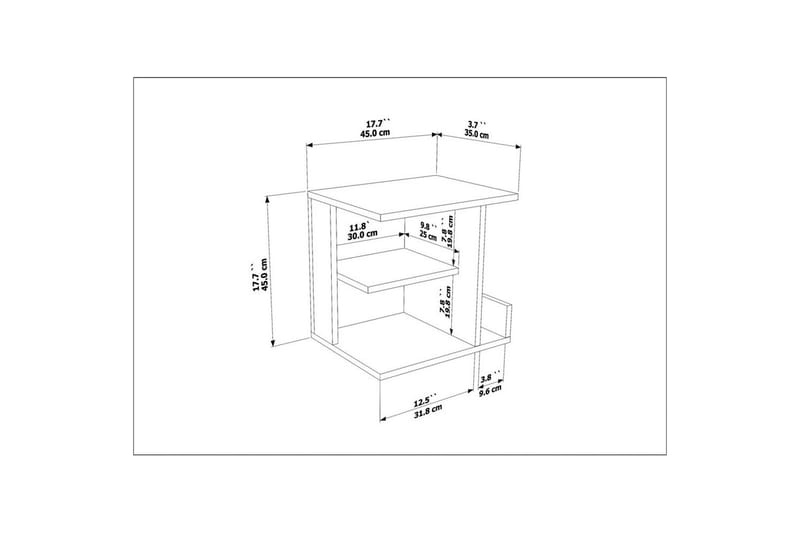 Lorik Nattbord 45 cm - Hvit - Møbler - Bord - Avlastningsbord - Sengebord & nattbord