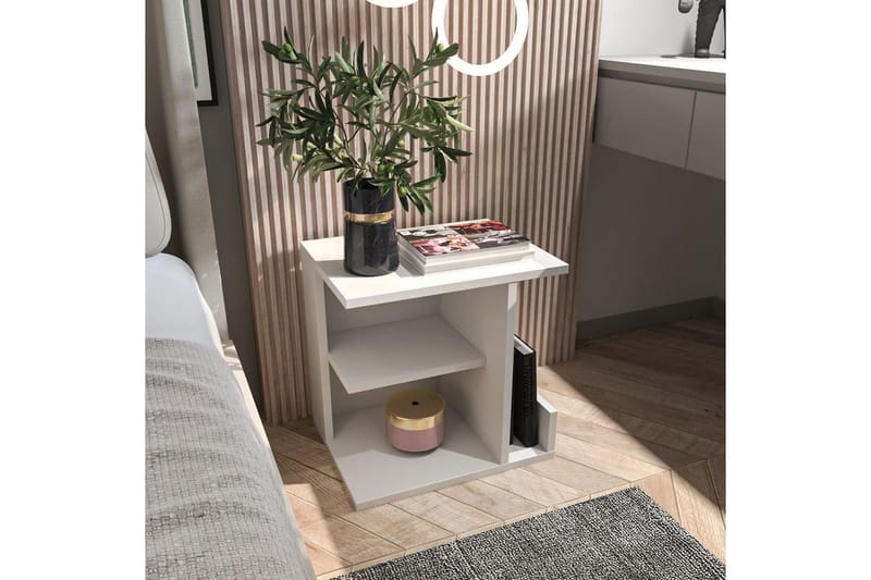 Lorik Nattbord 45 cm - Hvit - Møbler - Bord - Avlastningsbord - Sengebord & nattbord