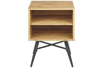 Lubock Nattbord 40 cm i Tre med Eikeutseende og Oppbevaring - Lysebrun - Møbler - Bord - Avlastningsbord - Sengebord & nattbord