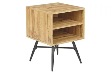 Lubock Nattbord 40 cm i Tre med Eikeutseende og Oppbevaring - Lysebrun - Møbler - Bord - Avlastningsbord - Sengebord & nattbord