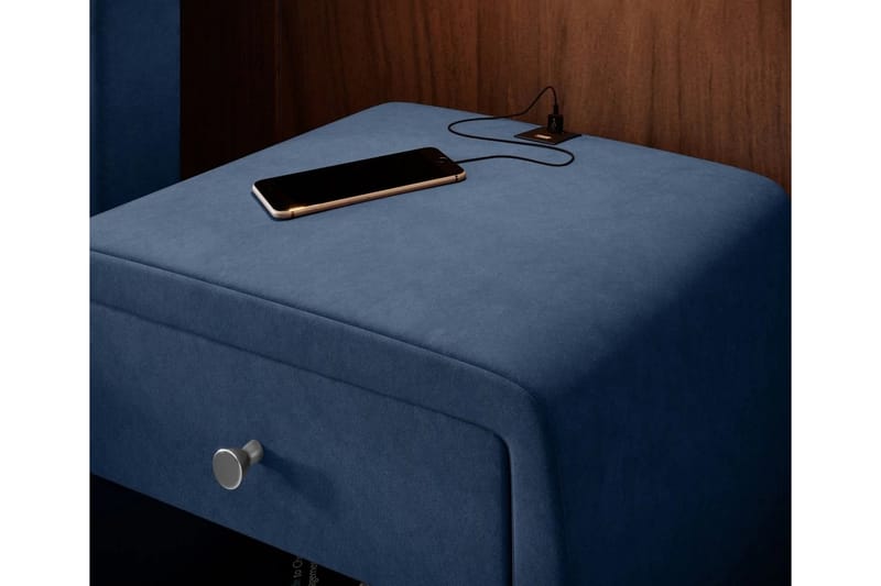 Lysander Nattbord 48 cm med Oppbevaring Skuff - Blå - Sengebord & nattbord