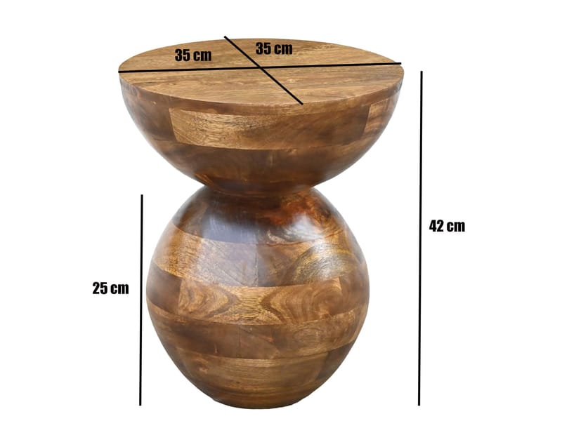 Malren rundt sidebord 35 cm i massivt mangotre - natur - Møbler - Bord - Avlastningsbord - Konsollbord