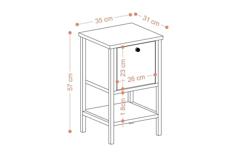 Matar Sidebord 35 cm - Brun/Svart - Møbler - Bord - Avlastningsbord - Lampebord & sidebord