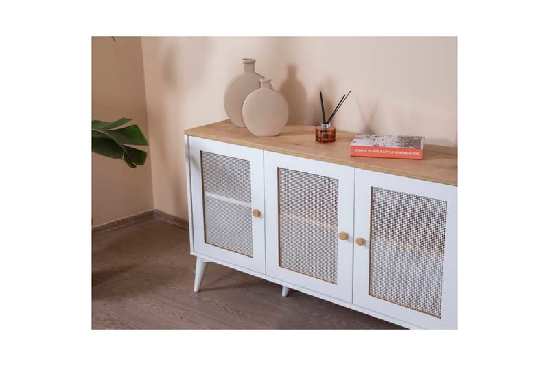 Mjudi Konsollbord 80 cm - Mellomfarget tre/Hvit - Møbler - Bord - Avlastningsbord - Gangbord