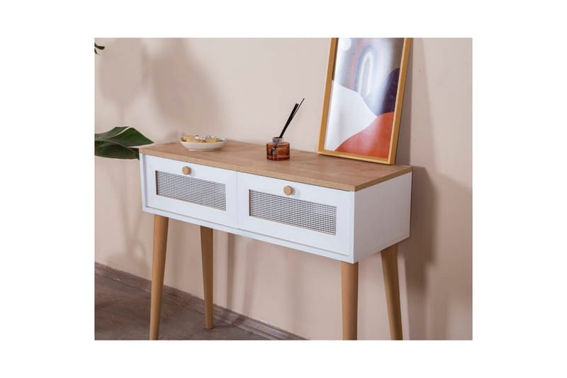 Mjudi Konsollbord 95 cm - Hvit/Lysfarget tre - Møbler - Bord - Avlastningsbord - Gangbord
