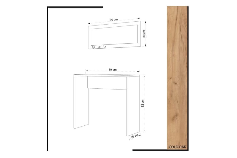 Mod Skrivebord 80 cm i Tre med Eikeutseende - Brun - Møbler - Bord - Kontorbord - Skrivebord
