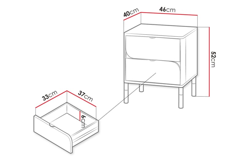 Monfort Nattbord 46 cm - Beige - Møbler - Bord - Avlastningsbord - Sengebord & nattbord