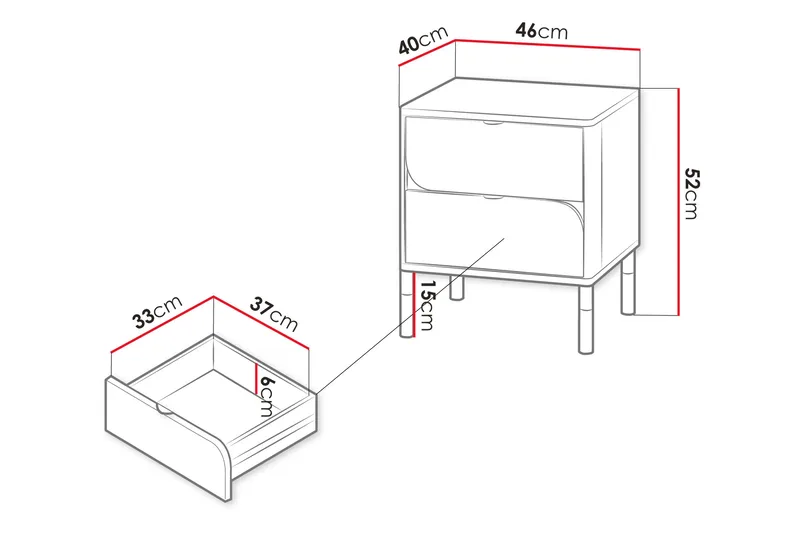 Monfort Nattbord 46 cm - Beige - Møbler - Bord - Avlastningsbord - Sengebord & nattbord
