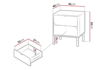 Monfort Nattbord 46 cm - Beige - Møbler - Bord - Avlastningsbord - Sengebord & nattbord