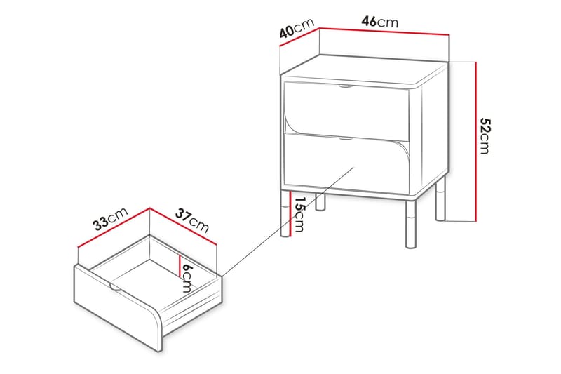 Monfort Nattbord 46 cm - Beige - Møbler - Bord - Avlastningsbord - Sengebord & nattbord