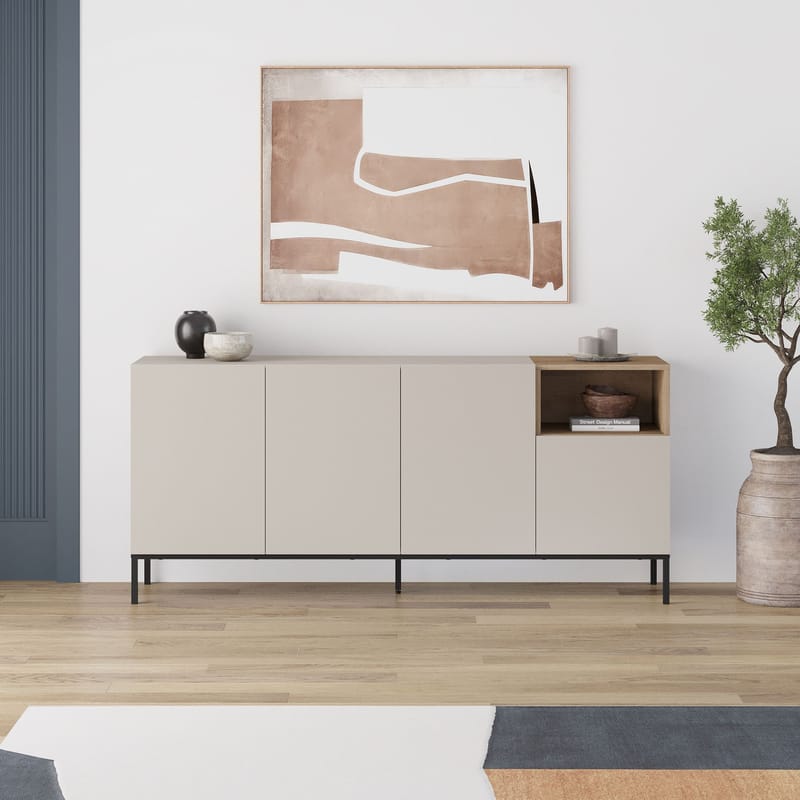 Morlen Konsoll 180x80x41,8 cm - Sandstone, Natural Oak, Black - Møbler - Bord - Avlastningsbord - Gangbord