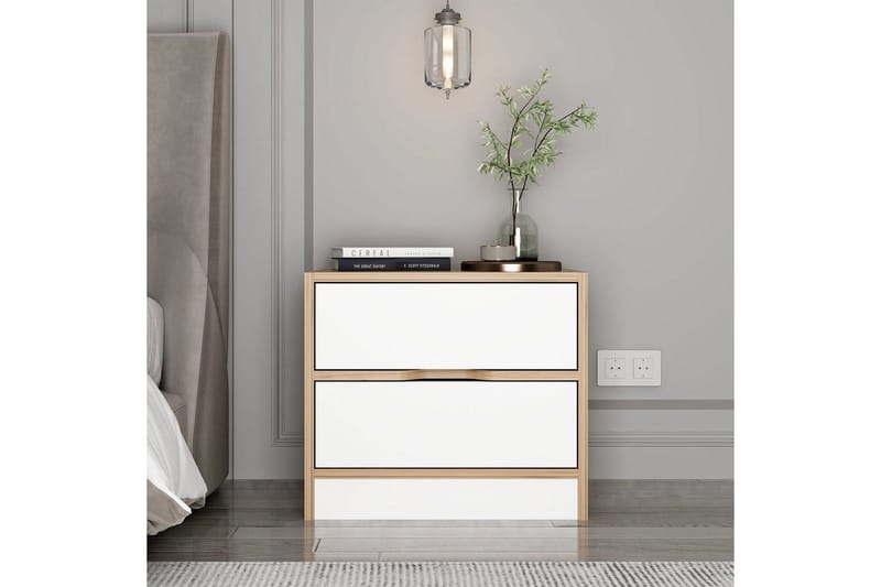 Munna Nattbord 54 cm - Valnøtt/Hvit - Møbler - Bord - Avlastningsbord - Sengebord & nattbord